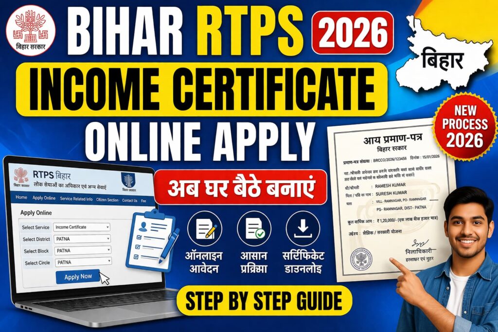Bihar RTPS Income Certificate New Process 2026